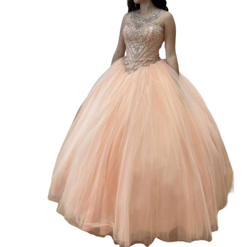 NEW MARY'S BRIDAL sleeveless quinceañera dress in peach